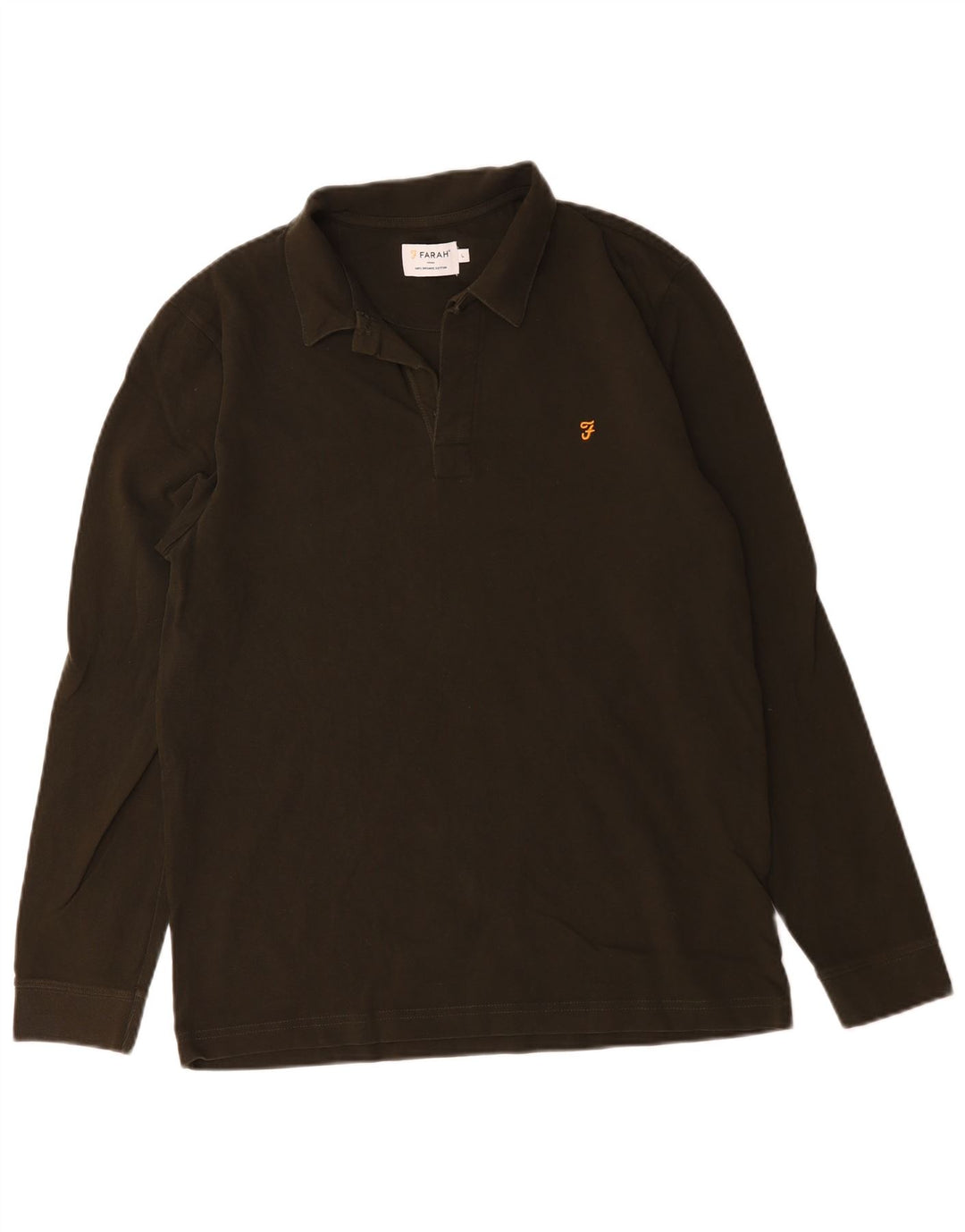 Farah Camisa polo masculina de manga comprida grande algodão cáqui