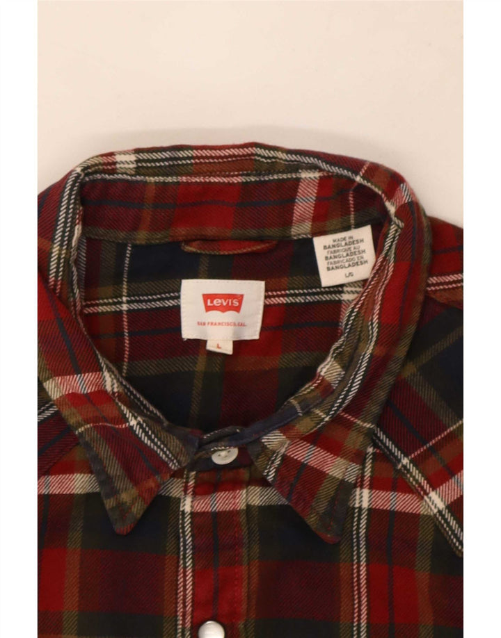 Camisa masculina de flanela Levi's grande xadrez vermelho