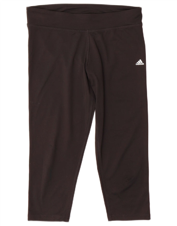 Adidas Womens Climalite Capri Leggings UK 16/18 Grande Preto Poliéster