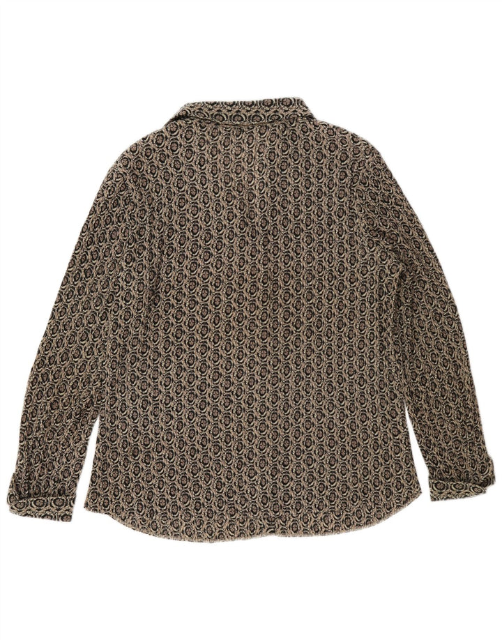 Camisa formal feminina Marks & Spencer UK 18 XL cinza geométrica