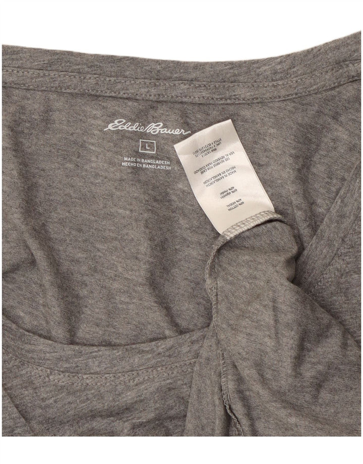 Camiseta feminina EDDIE BAUER UK 16 grande algodão manchado cinza