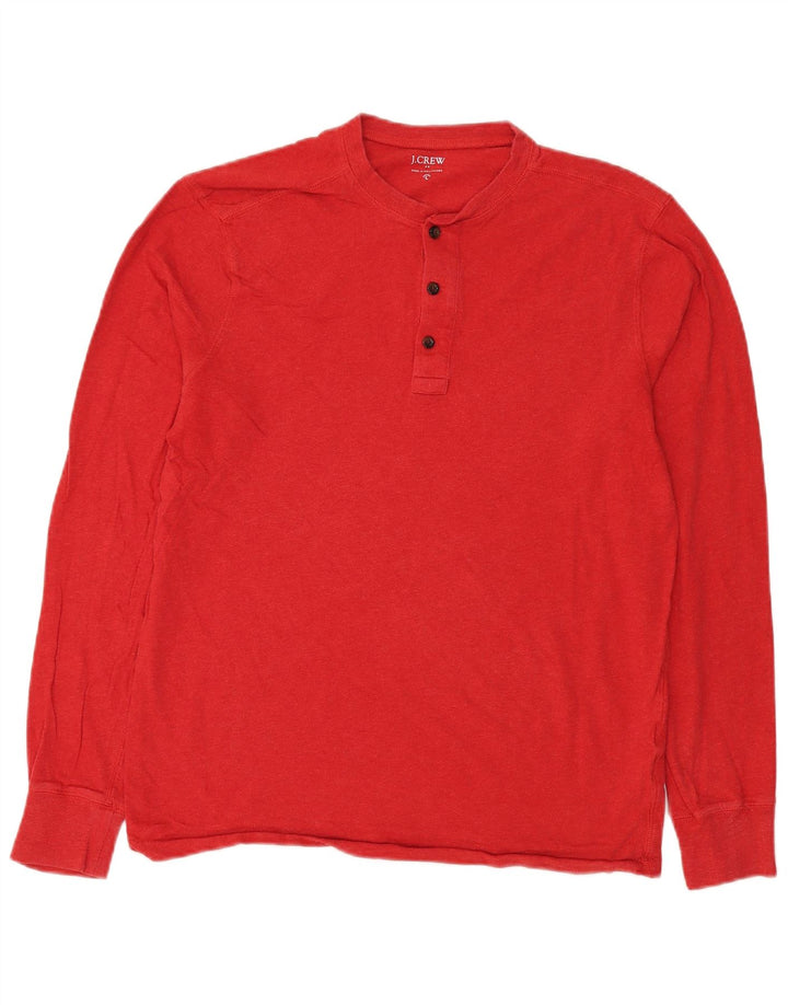 J. CREW Top masculino de manga comprida grande algodão vermelho