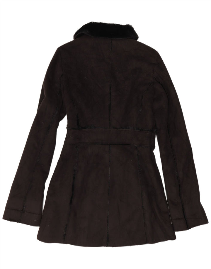 Sobretudo sherpa feminino vintage UK 12 médio preto