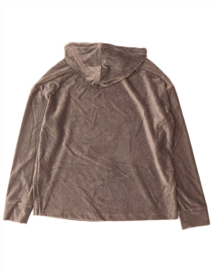 Suéter feminino Marks & Spencer com capuz grande de veludo Reino Unido 8 pequeno cinza