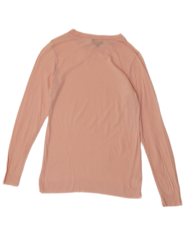 Blusa feminina Massimo Dutti manga comprida UK 8 pequena rosa