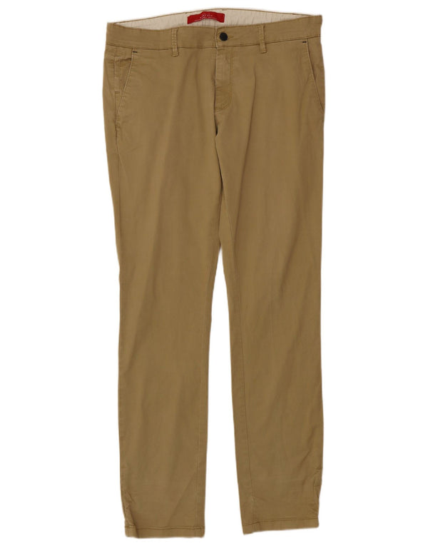 ZARA Mens Slim Chino Calças EU 42 Grande W32 L33 Algodão Bege