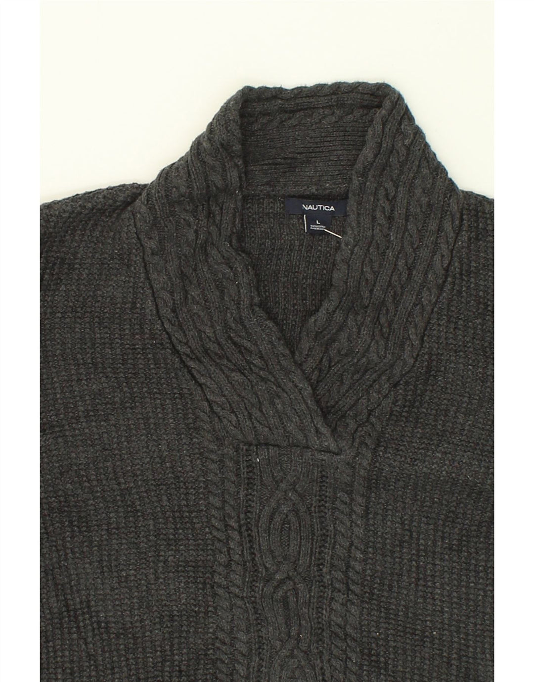 NAUTICA Womens Shawl Neck Jumper Sweater UK 16 Large Grey Cotton Vintage Nautica and Second-Hand Nautica from Messina Hembry 