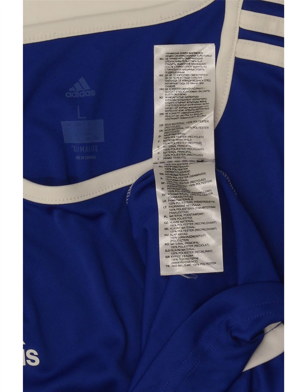 Adidas Mens Climalite Camiseta Top Grande Azul Colorblock Poliéster