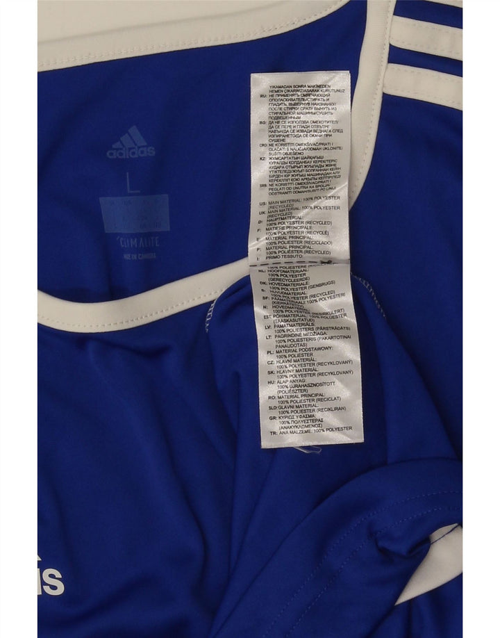 Adidas Mens Climalite Camiseta Top Grande Azul Colorblock Poliéster