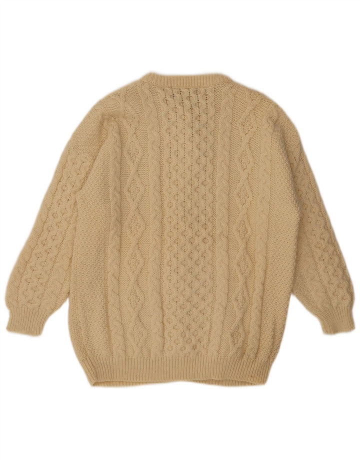 Suéter Cardigan Feminino Vintage UK 14 Médio Bege