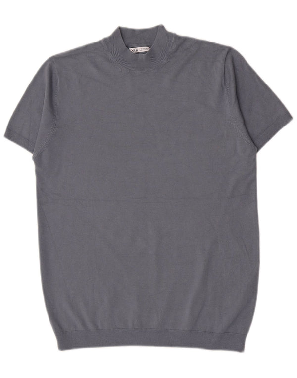 Camiseta masculina Zara Top médio azul viscose