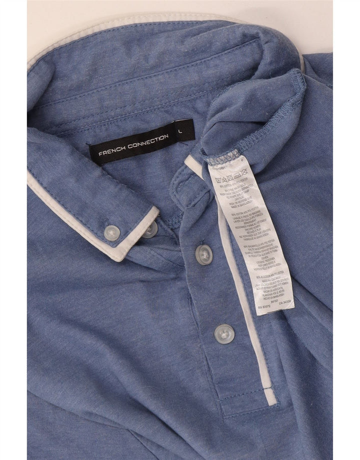 Camisa polo masculina French Connection grande algodão azul