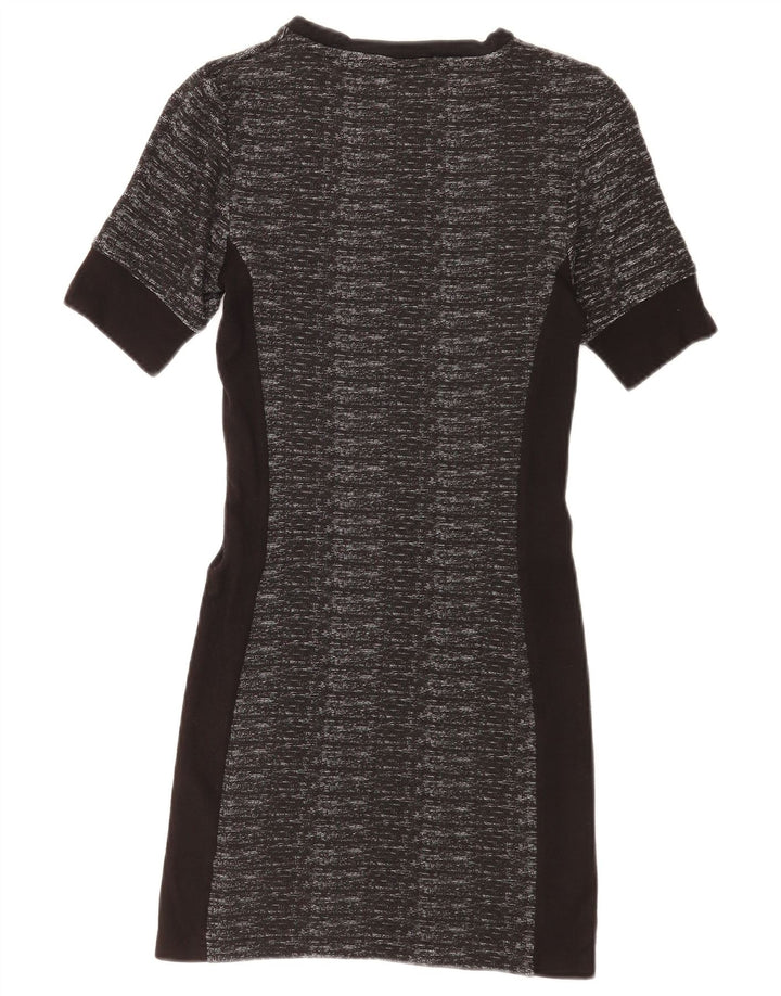 Vestido bodycon feminino Topshop Reino Unido 10 poliéster geométrico preto pequeno