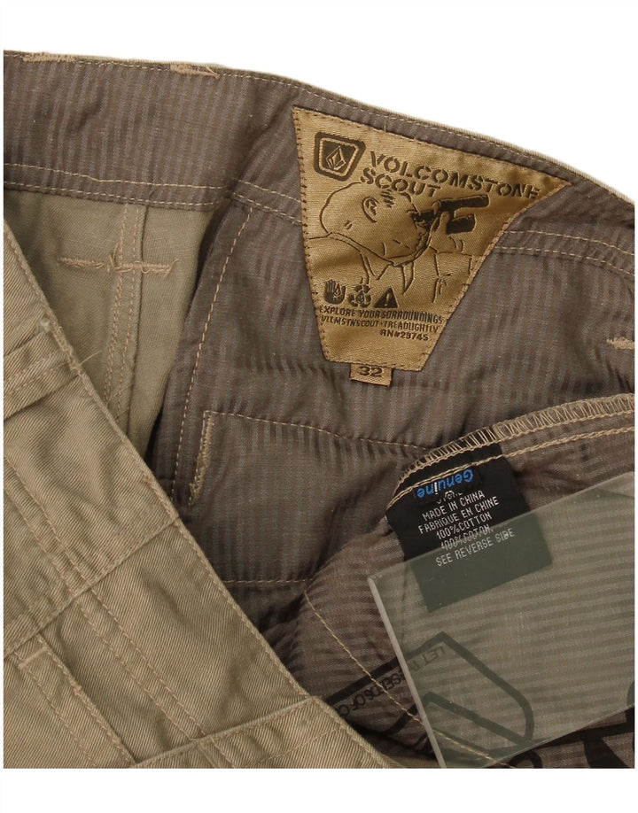 Calça cargo reta masculina Volcom W32 L27 algodão cáqui