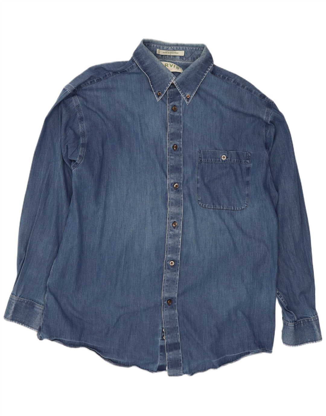 Camisa masculina Orvis grande algodão azul