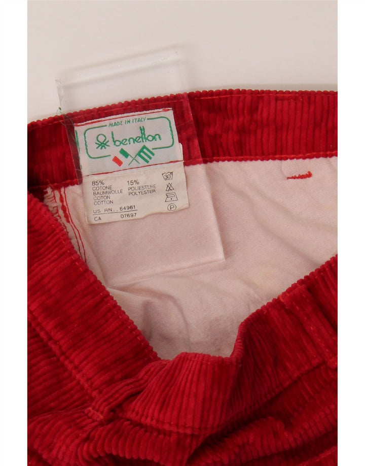 Calça feminina de veludo cotelê BENETTON W29 L32 algodão vermelho