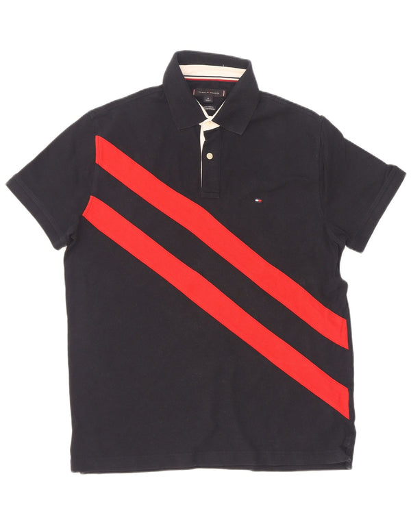 Camisa polo masculina Tommy Hilfiger Regular Fit média azul marinho colorblock