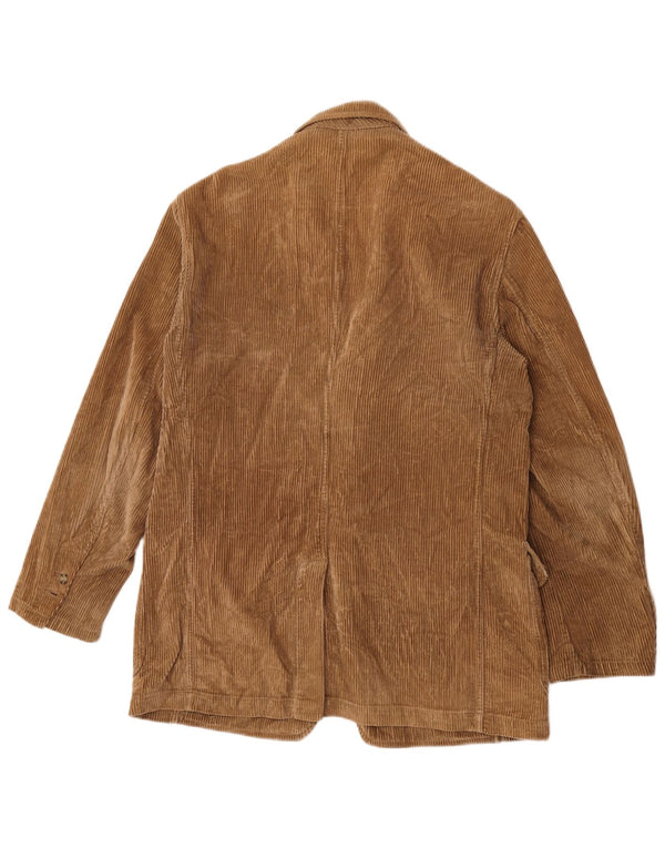 Jaqueta blazer masculina vintage de veludo cotelê com 3 botões IT 50 grande marrom