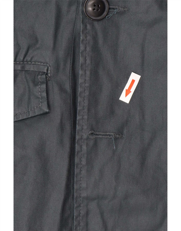 Dkny Jaqueta masculina de algodão encerado com peito duplo UK 38 Azul marinho médio