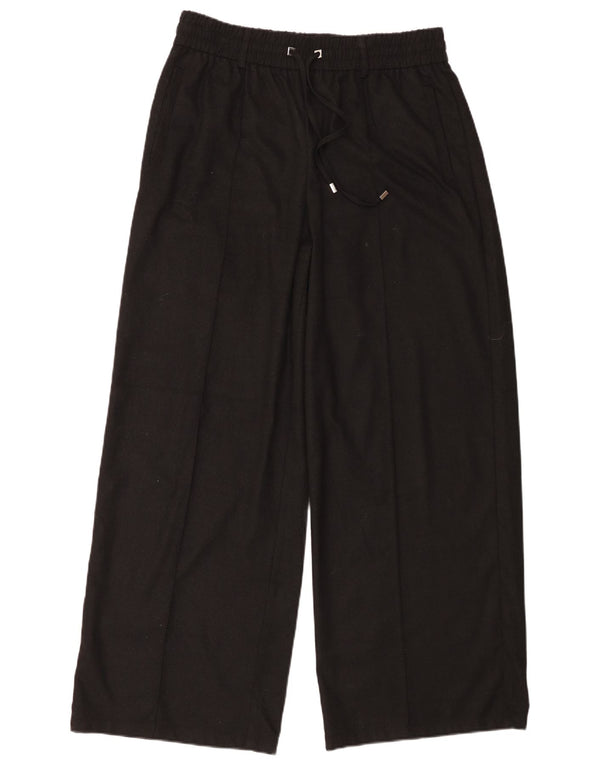 Zara Calça feminina casual de perna larga grande W30 L31 poliéster preto