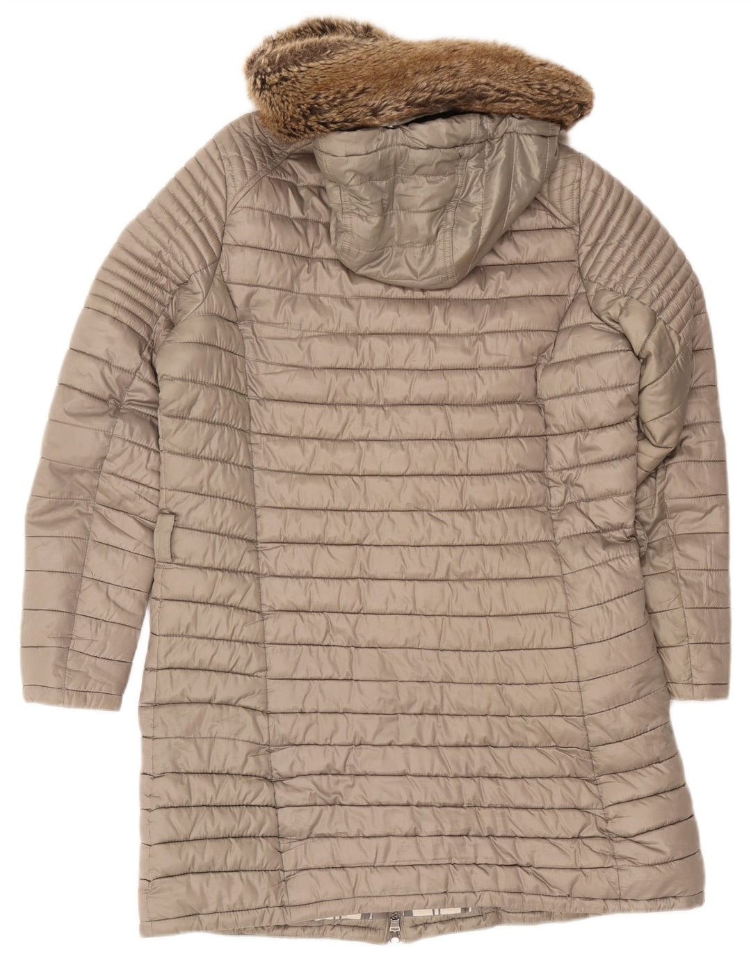 Casaco acolchoado com capuz feminino Barbour UK 14 poliéster cinza grande