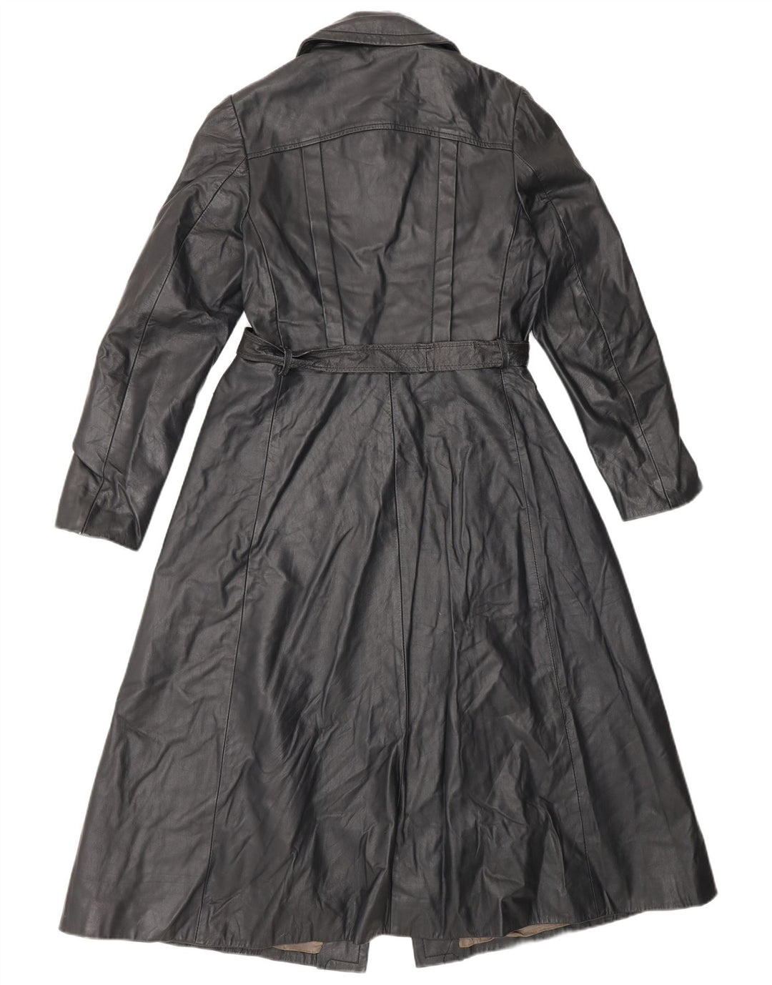 Casaco de couro feminino vintage IT 42 preto médio