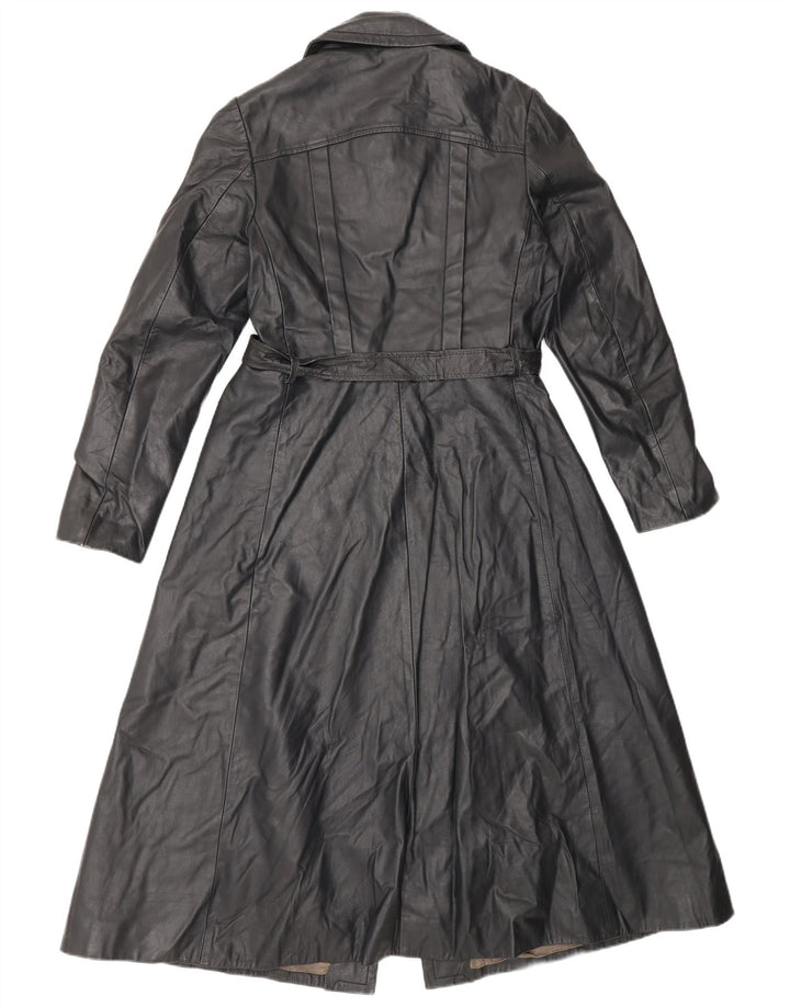 Casaco de couro feminino vintage IT 42 preto médio