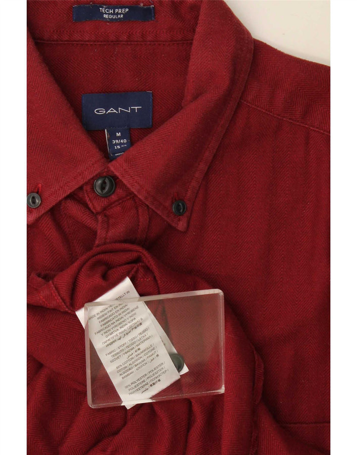 Camisa regular masculina Gant, algodão espinha de peixe médio Borgonha