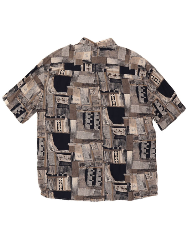 Camisa masculina VINTAGE de manga curta tamanho 46 2XL cinza patchwork