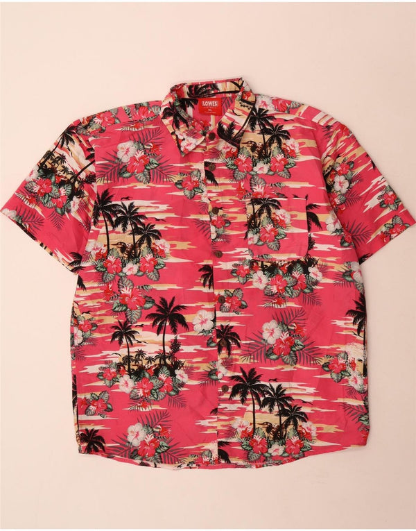 Camisa masculina havaiana de manga curta Lowes XL rosa floral poliéster