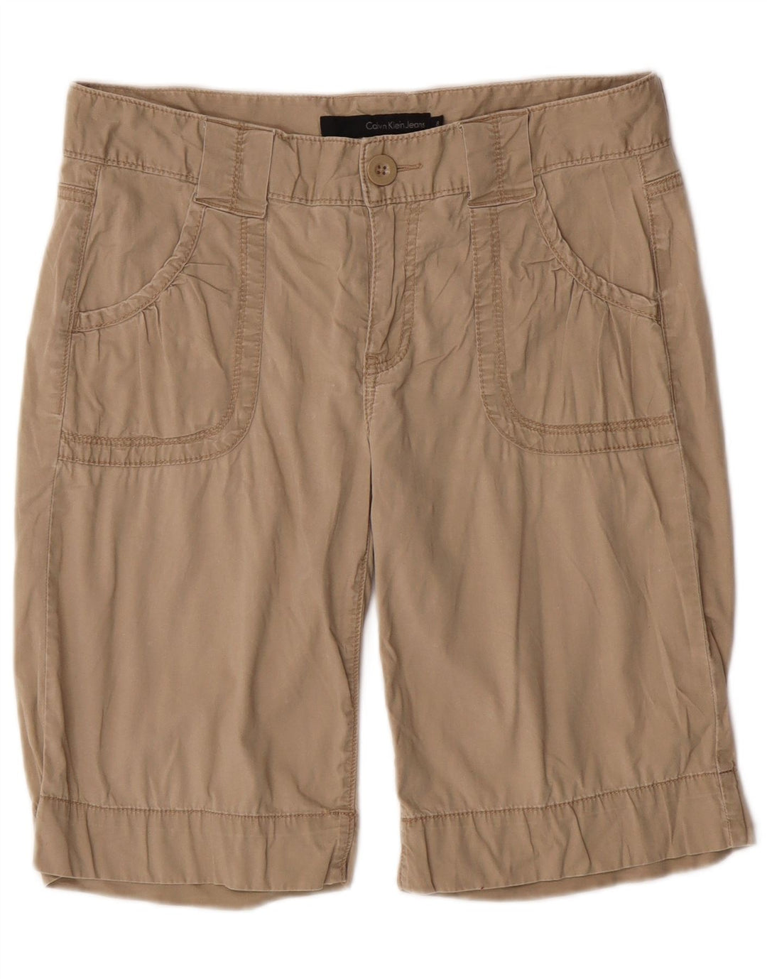 Shorts feminino casual Calvin Klein Jeans US 8 médio W30 bege clássico