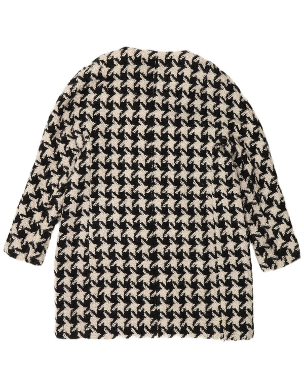 Sobretudo feminino Zara Reino Unido 16 grande lã houndstooth preta