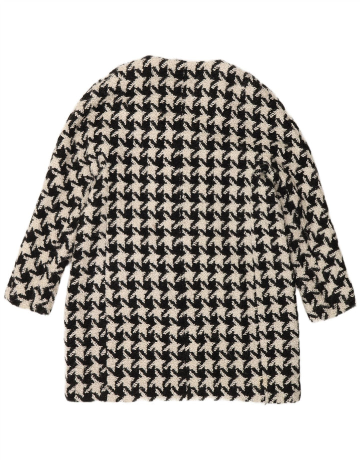 Sobretudo feminino Zara Reino Unido 16 grande lã houndstooth preta