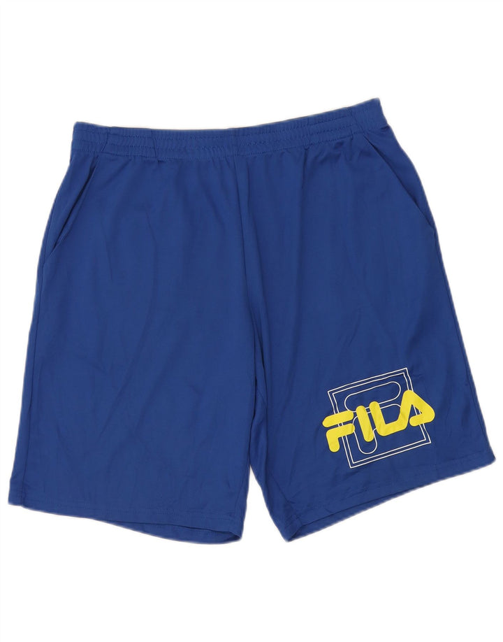 Shorts esportivos gráficos masculinos FILA poliéster azul grande