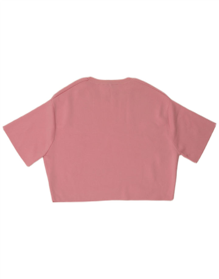 Zara Top curto feminino UK 14 médio rosa nylon