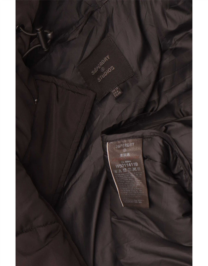 Casaco acolchoado superdimensionado com capuz feminino Superdry UK 10 pequeno poliéster preto