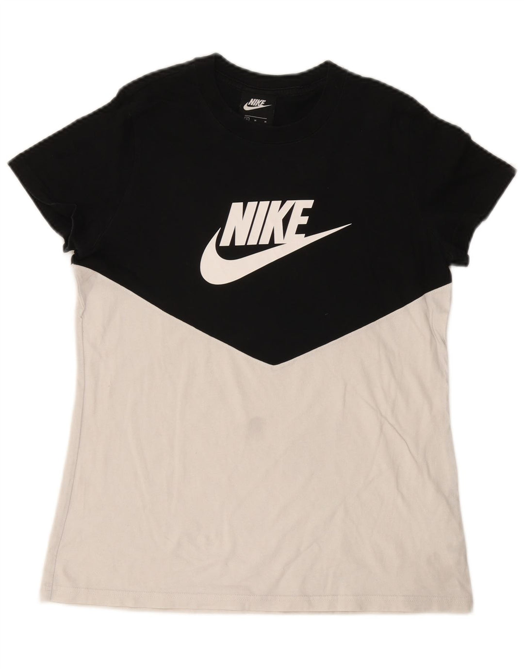 Camiseta feminina NIKE com estampa gráfica UK 12 médio branco colorblock algodão
