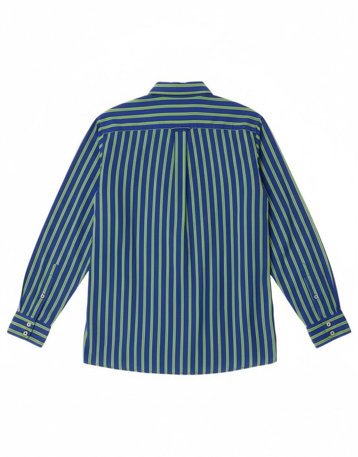 Camisa masculina sob medida da Crew Clothing, algodão listrado azul médio