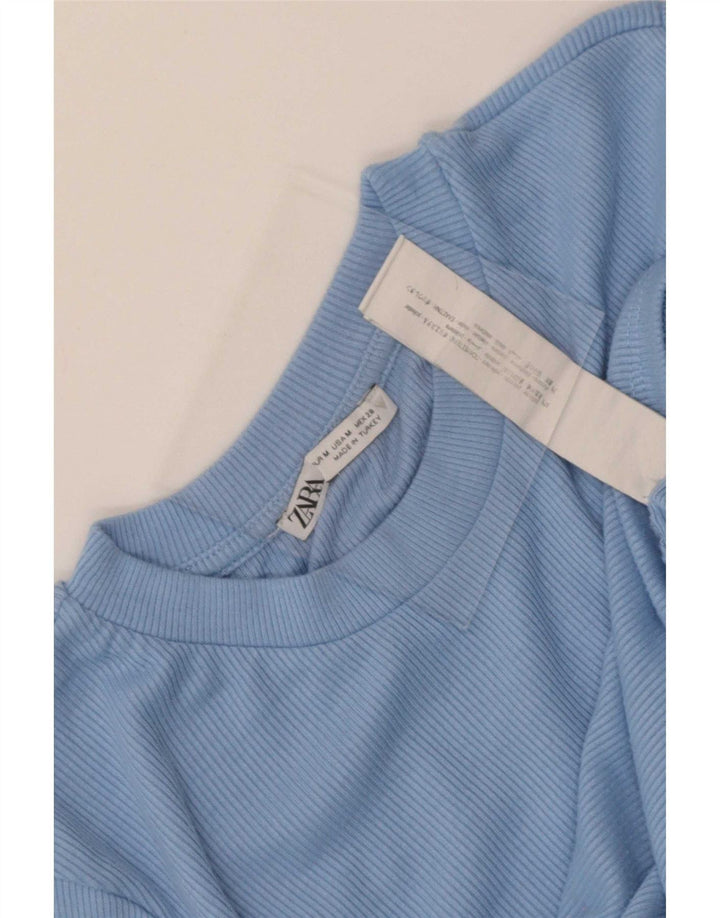 Blusa feminina Zara Top UK 12 poliéster azul médio