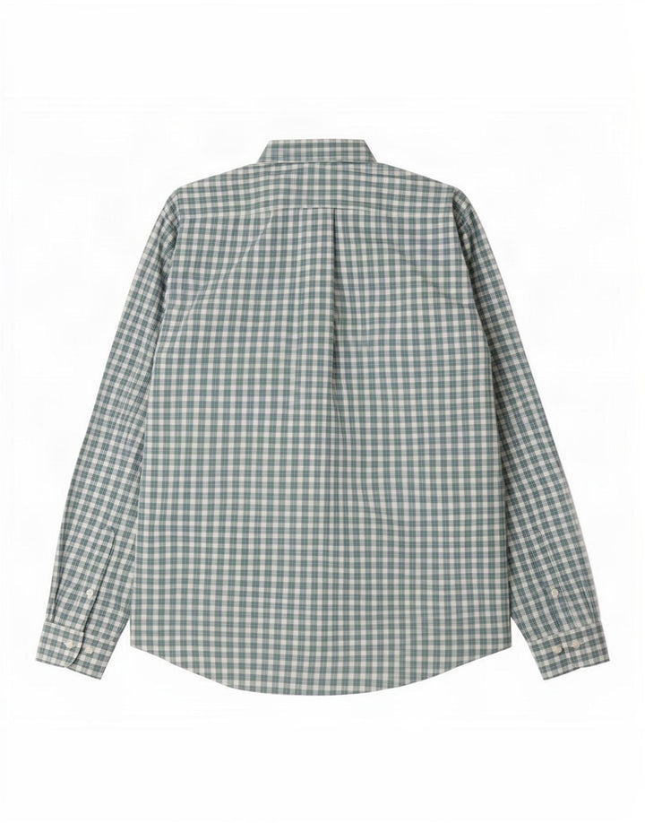 Camisa masculina Brooks Brothers grande algodão xadrez verde
