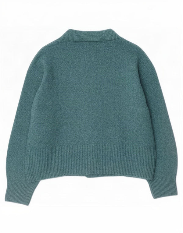Suéter cardigã feminino Marks & Spencer Reino Unido 14 algodão azul médio