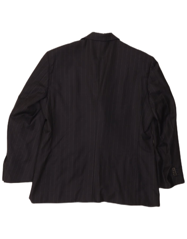 Jaqueta blazer masculina TASMANIAN com 3 botões Reino Unido 38 risca de giz azul marinho médio