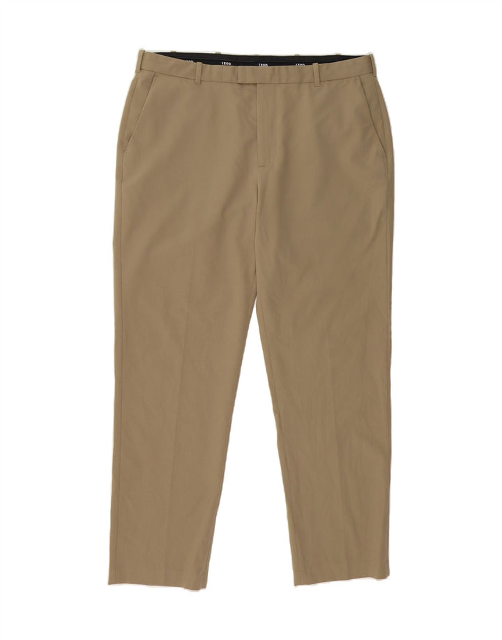IZOD Mens Straight Suit Trousers W38 L32 Beige Polyester Vintage Izod and Second-Hand Izod from Messina Hembry 