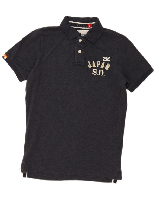 Camisa polo masculina Superdry Graphic grande azul marinho algodão esportivo