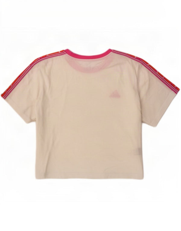 Camiseta Adidas Feminina Crop Graphic Top UK 12/14 Médio Algodão Branco