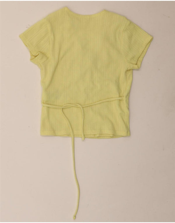 Top de cardigã feminino Levi's Crop Wrap UK 8 pequeno algodão amarelo