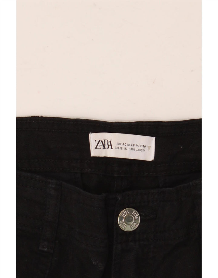 ZARA Cargo Straight Jeans Feminino EU 40 Médio W30 L32 Preto