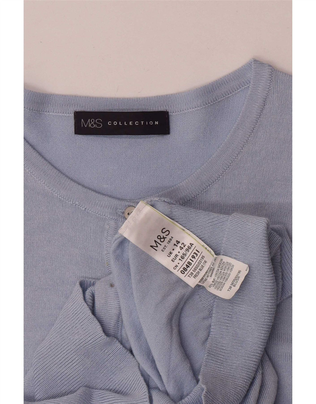 Suéter cardigã feminino Marks & Spencer UK 14 viscose azul médio