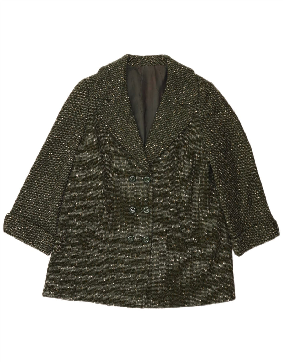 Sobretudo feminino vintage UK 14 grande verde manchado