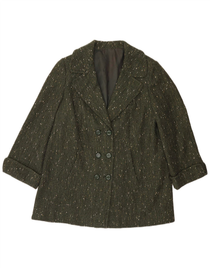 Sobretudo feminino vintage UK 14 grande verde manchado
